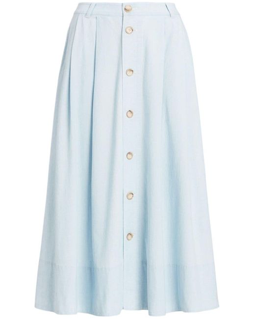 Polo Ralph Lauren Blue Button-up Cotton Full Skirt