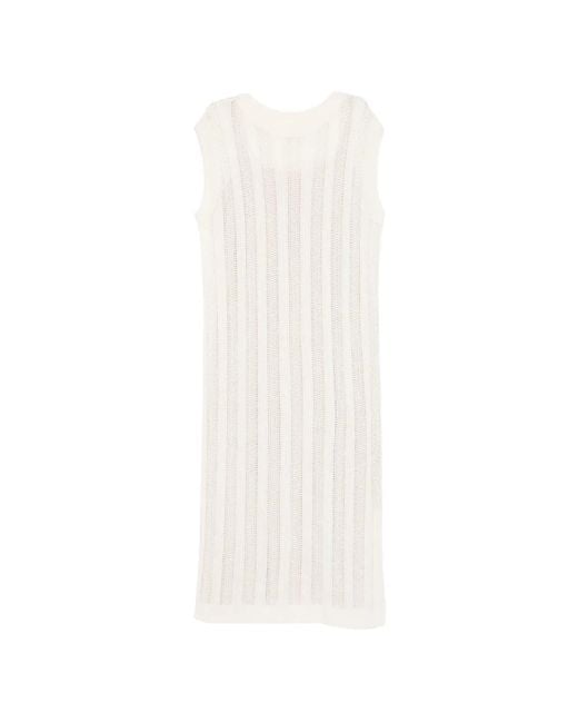 Bompard White Sleeveless Midi Dress