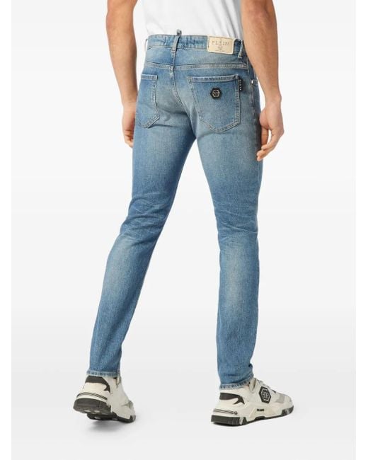 メンズ Philipp Plein Logo-patch Jeans Blue