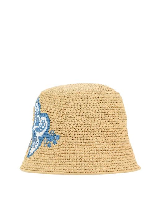 Prada Blue Raffia Bucket Hat