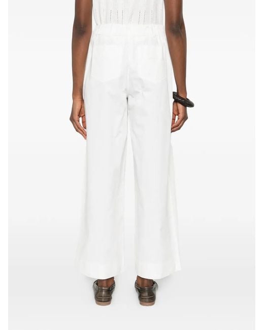 Maje White Wide-Leg Cotton Trousers