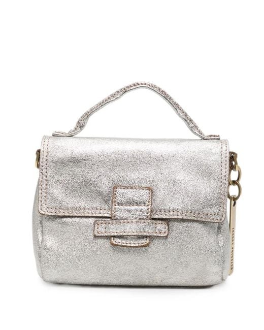 Caterina Lucchi White Small Maria Crackle-Effect Cross Body Bag