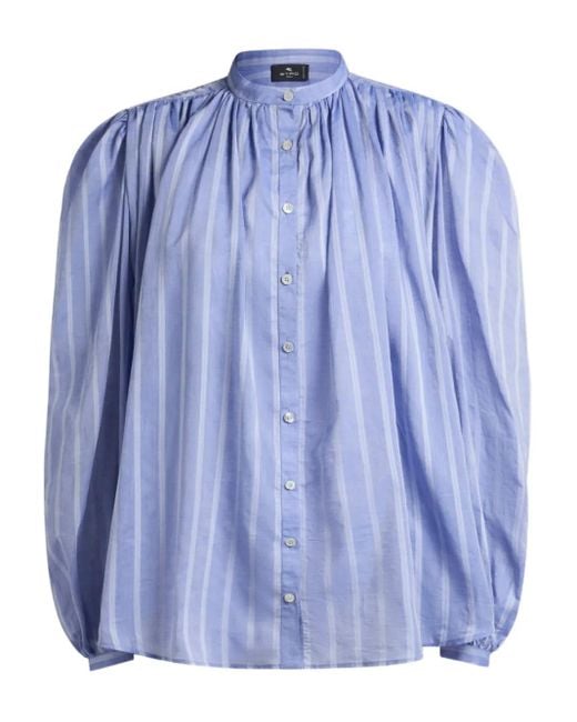 Etro Blue Striped Voile Shirt