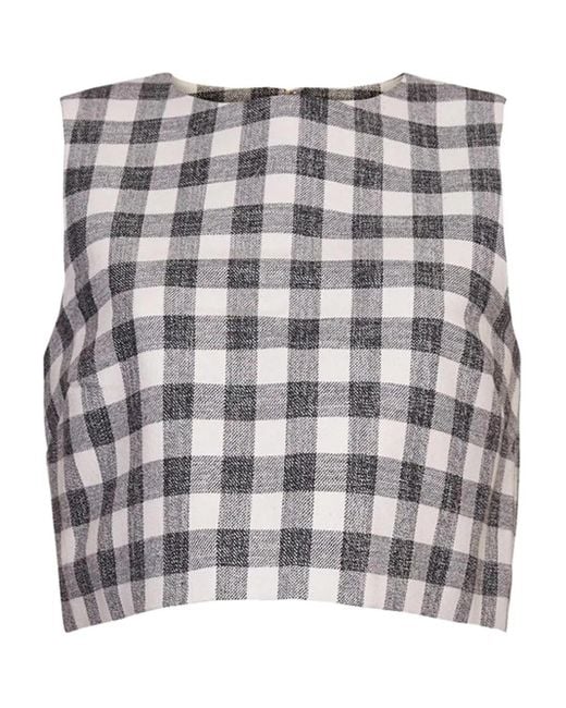 Cara Cara Gray Check-Pattern Sleeveless Top