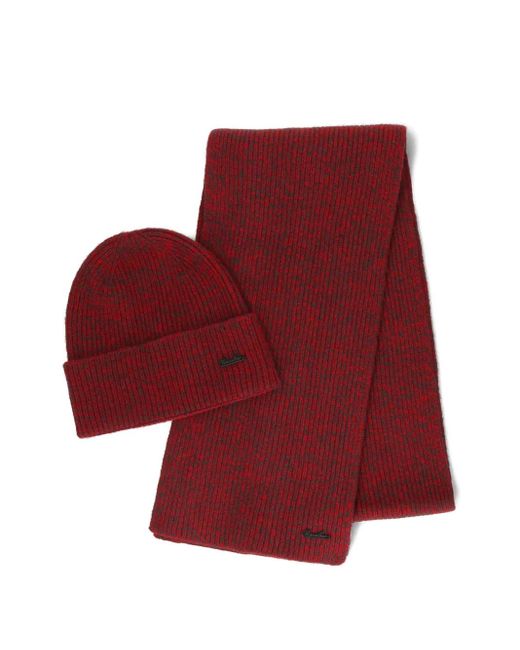 Borsalino Red Gerippte Beanie mit Logo-Schild