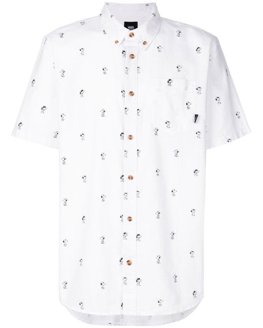 Vans White Snoopy Button-down Shortsleeved Shirt for men