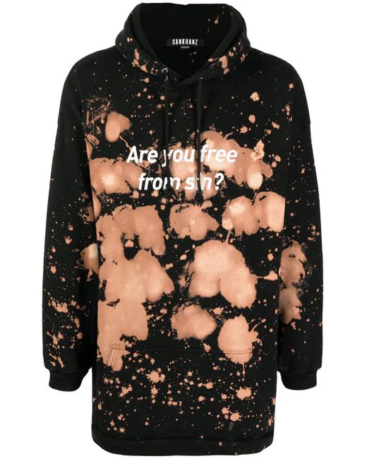 Sankuanz Black Tie Dye-Print Cotton Hoodie for men