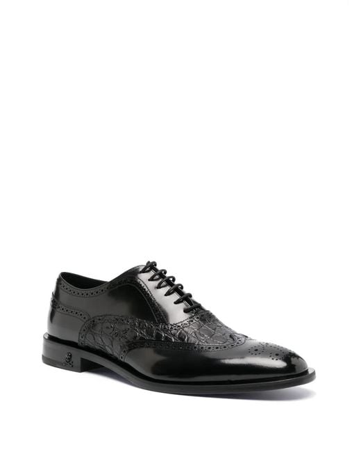 Philipp Plein Black Leather Derby Oxford Shoes for men