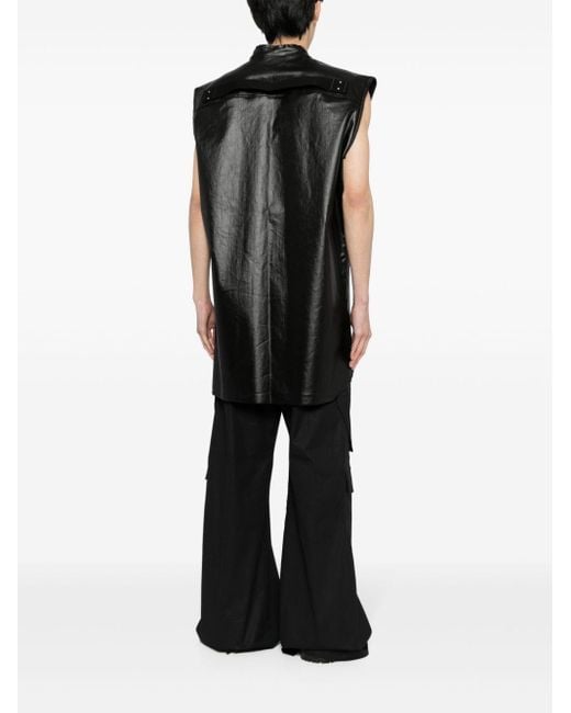 Rick Owens Black Faux-leather Sleeveless Shirt for men
