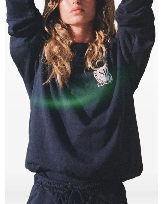 Sporty & Rich Blue Royal Club Crest-Embroidered Sweatshirt