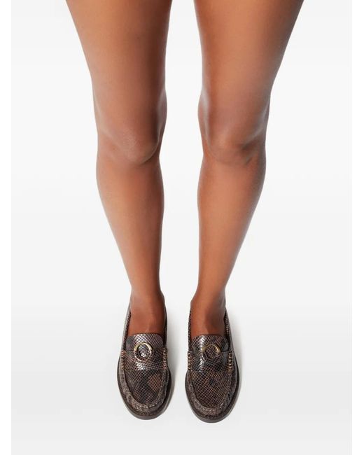 Odissi White Kali Signature Decorative Python-Effect Leather Loafers