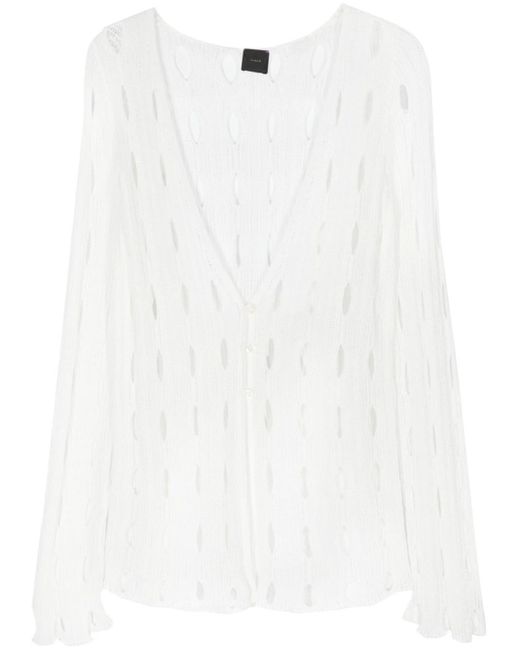 Pinko White Cut-out Knitted Cardigan