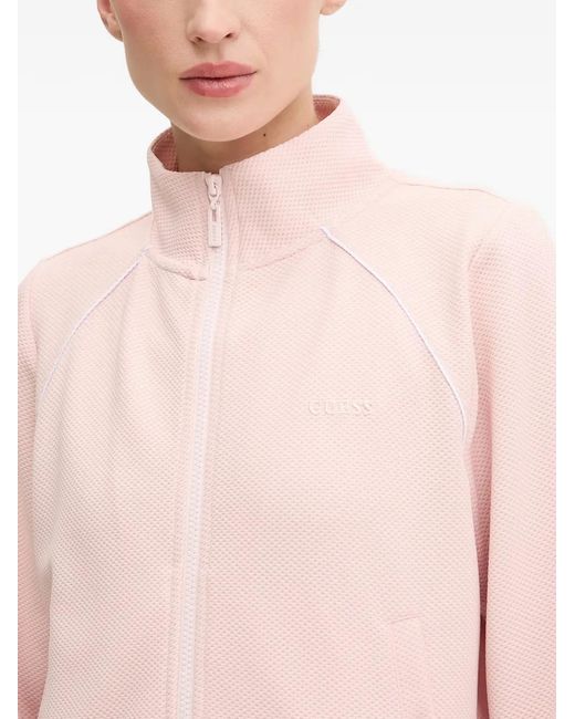 Guess Pink Sarah Zip-Up Textured Sweatshirt