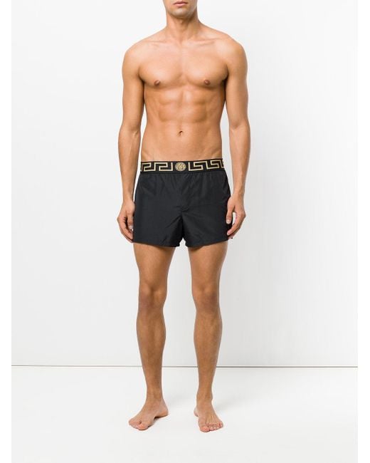 Versace Greek Key Swim Shorts in Black for Men Lyst