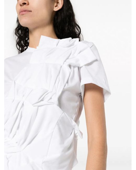 Comme des Garçons White Ruched T-Shirt