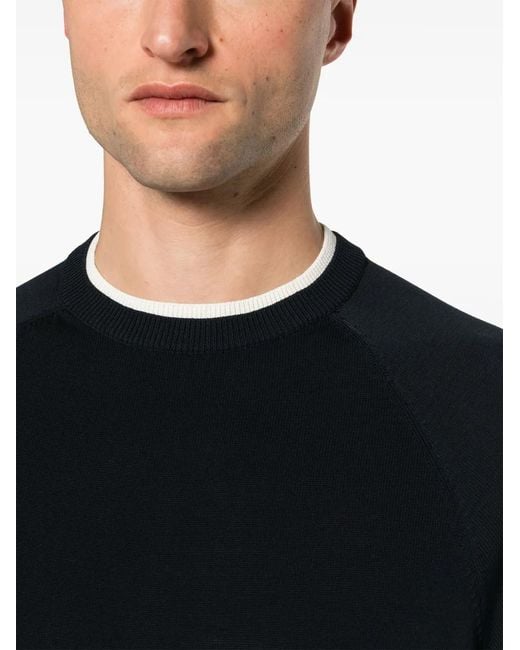 Eleventy Blue Layered-Trim Cotton Jumper for men