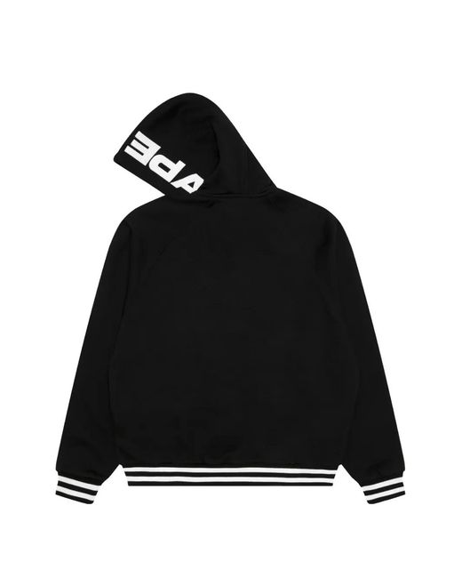 Aape By A Bathing Ape Black Logo-Patch Button-Up Hoodie for men