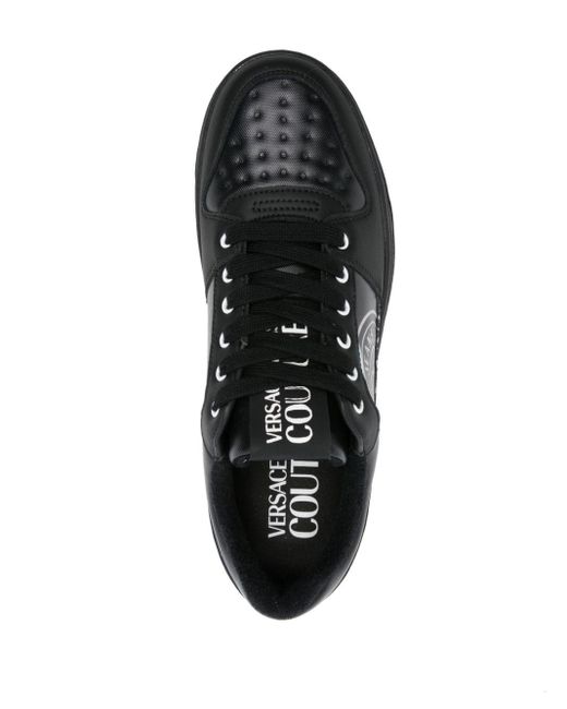 Versace Black Starlight Logo-print Leather Sneakers for men