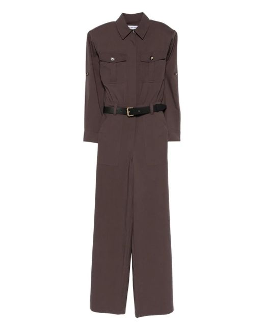 Self-Portrait Brown Belted Pocket Jumpsuit