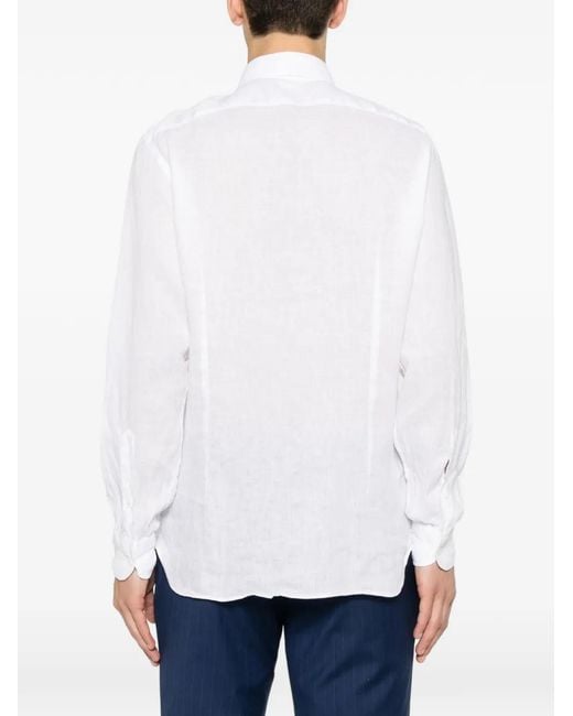 Truzzi White Chest-Pocket Long-Sleeve Shirt for men