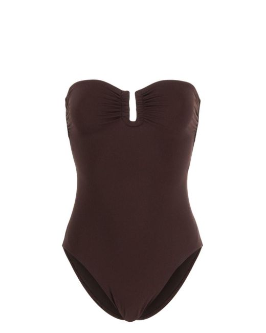 Ulla Johnson Monterey Strapless Swimsuit in Brown