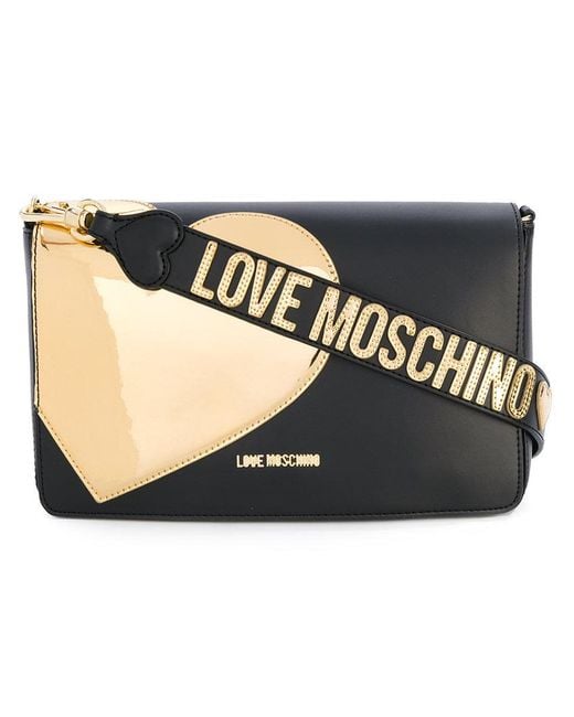 Love Moschino Black Gold Heart Shoulder Bag