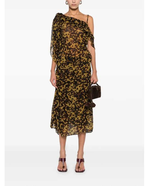 Christopher Esber Brown Ruffle-Trimmed Drape Top