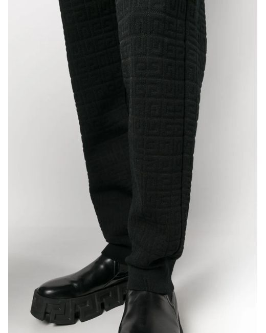 Givenchy Black 4G-Jacquard Track Pants for men