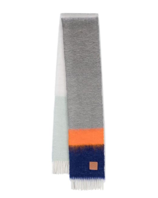 Stripe-pattern brushed scarf Loewe de color Gray