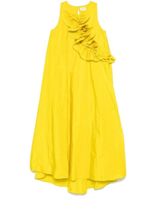 P.A.R.O.S.H. Yellow Ruffled-Detail Maxi Dress