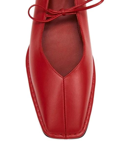 Alohas Red Sway Tie Square-Toe Ballet Flats