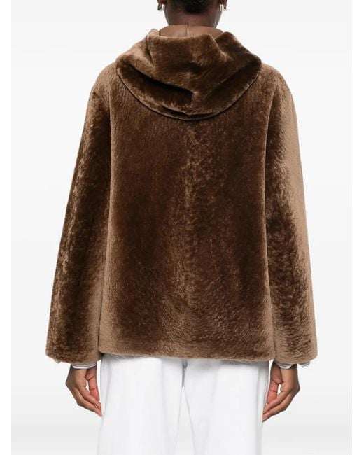 Manzoni 24 Brown Hooded Shearling Jacket