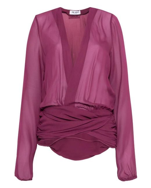 The Attico Purple V-Neck Blouse