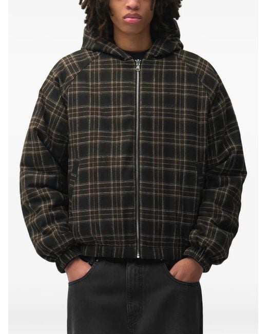 Arte' Black Check-Pattern Reversible Jacket for men