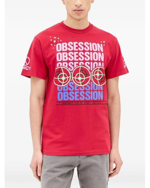 Nancy Ganz Red Text-Print Crew-Neck T-Shirt for men