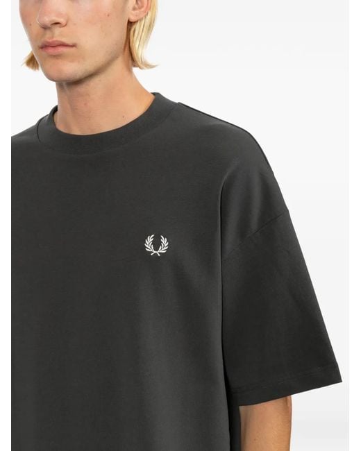 Fred Perry Black Logo-Print T-Shirt for men