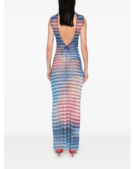 Jean Paul Gaultier Blue Striped Sleeveless Dress