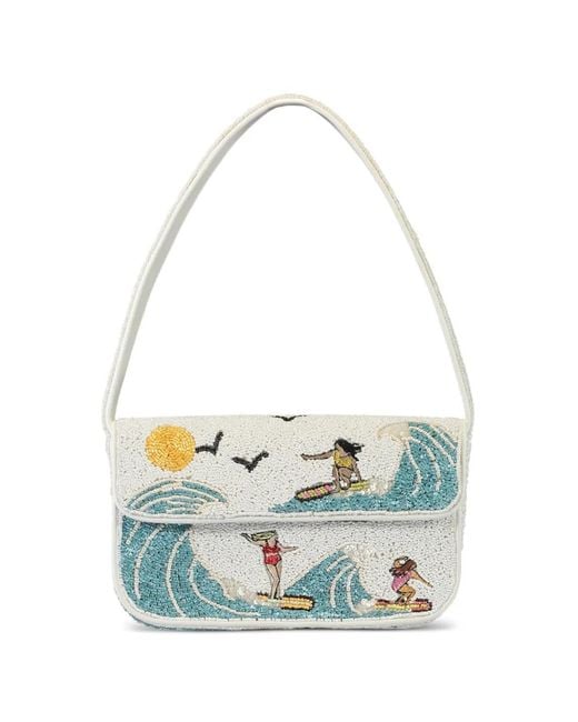 Staud Blue Tommy Surf Babes Beaded Bag
