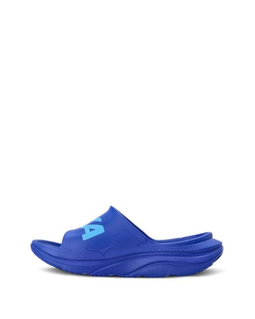 Hoka One One Blue Logo-Motif Slides