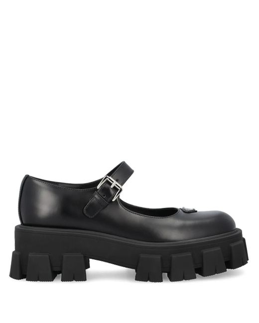 Prada Black 55Mm Monolith Buckle-Strap Platform Pumps