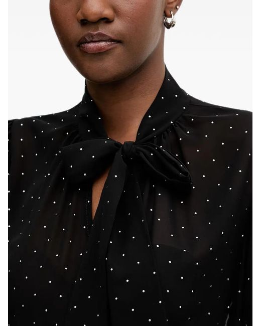 Joseph Ribkoff Black Polka-Dot Pussy-Bow Blouse