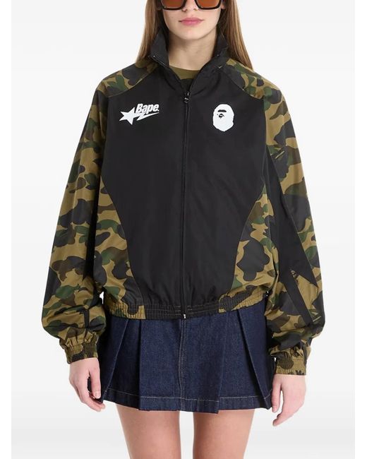 A Bathing Ape Black Logo-Print Jacket