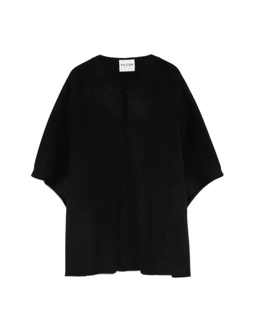 Kujten Black Open-Front Short-Sleeve Cape