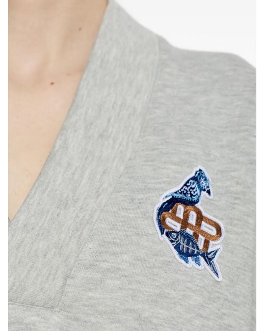 Munthe Gray Nash Layered-Effect Logo-Patch Sweatshirt