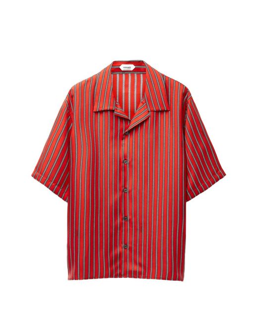 Versace Red Printed Silk Twill Shirt for men