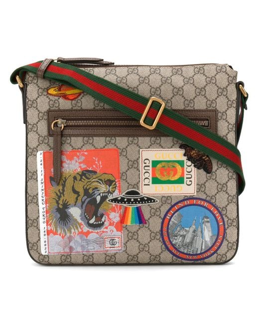Gucci Brown Gg Supreme Badge Messenger Bag for men