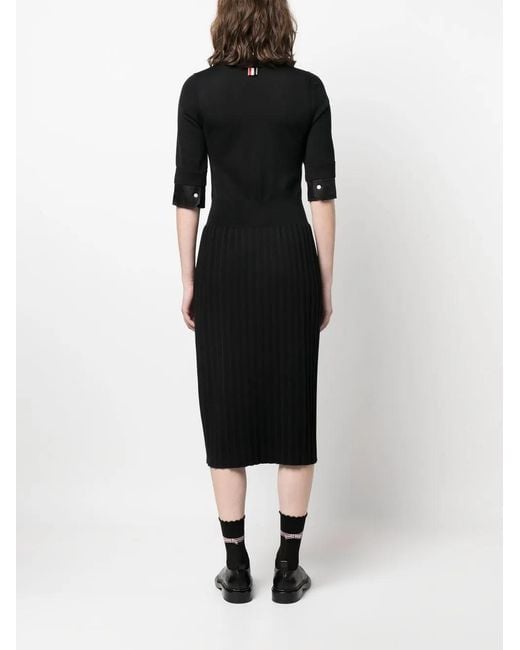 Thom Browne Black Stretch Wool Blend Dress
