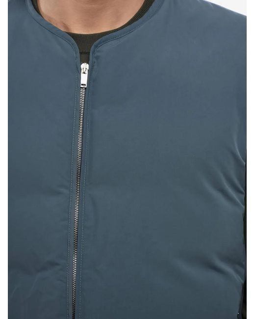 Jil Sander Blue Quilted Zip-Front Vest for men