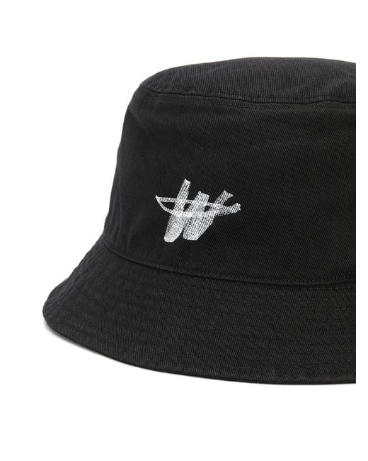we11done Black Logo-Print Bucket Hat