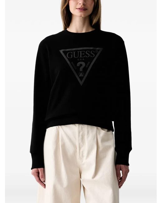 Guess Black Logo-Print Sweater